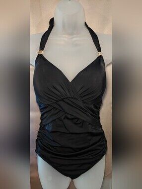 Victoria's Secret Unforgettable Monokini Ruched Halter Swimsuit w Gold Hardware